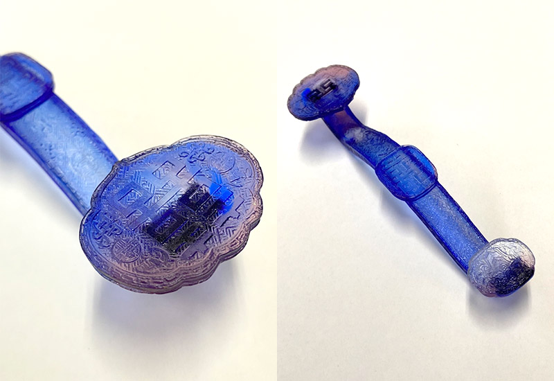 祥瀧 琉璃喜字如意(藍) 文鎮 擺飾